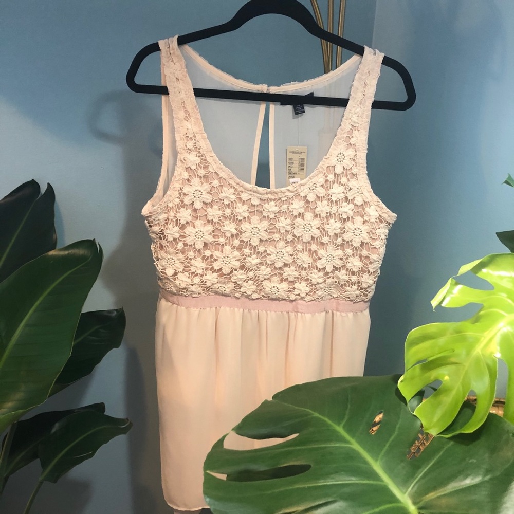 Blush floral crochet detail cut-out dress - Picture 2 of 9